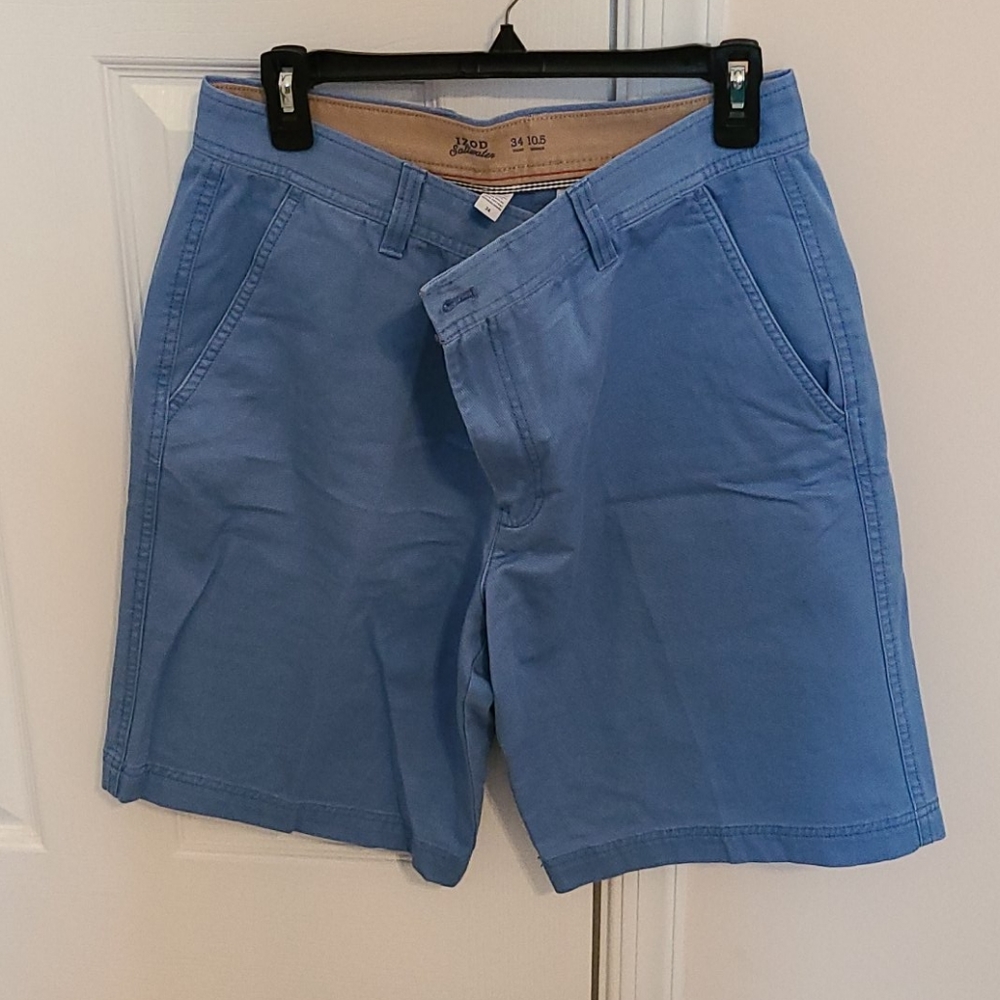 Izod Blue Saltwater Flat Front Shorts 34x10.5